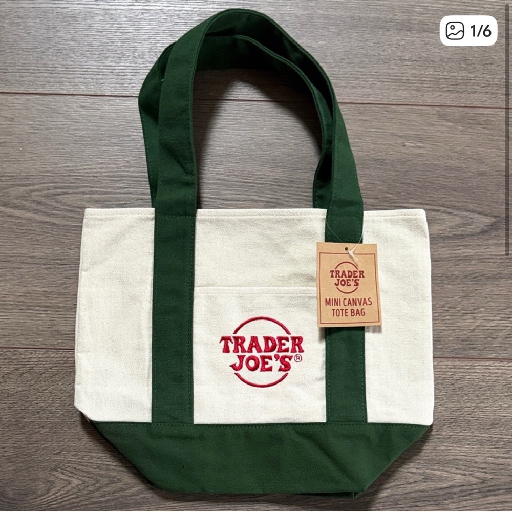 Trader Joe's green Mini Canvas Tote Bag